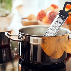 Candy Thermometer with Pot Clip, Deep Fry Oil Food Cooking Kitchen Instant Read Thermometer for Jam, Syrup, Jelly, and Deep Fry, Stainless Steel Kitchen Accessories Candy Thermometer for Candy Making