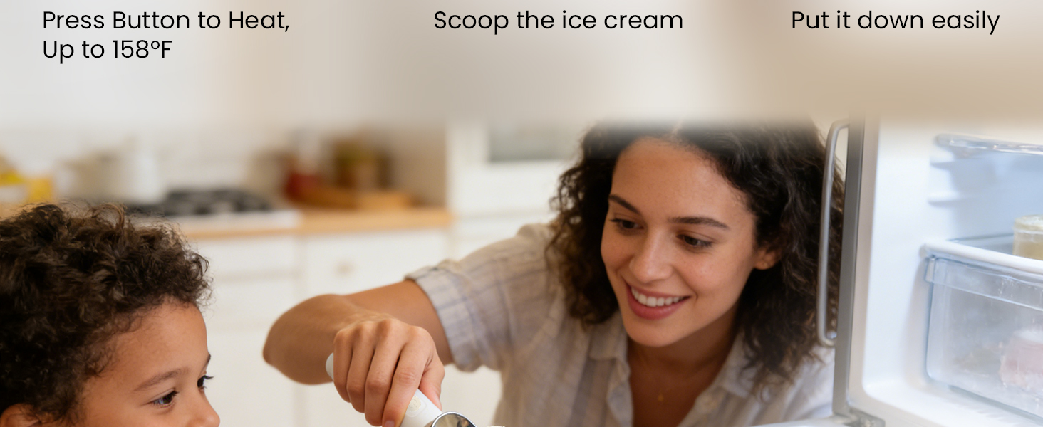 Heated Ice Cream Scoop, Electric Ice Cream Scooper Rechargeable - 3400mAh Battery, LED Display, Heating Up to 158°F for Hard Ice Cream, Gelato, Frozen Yogurt & Sorbet