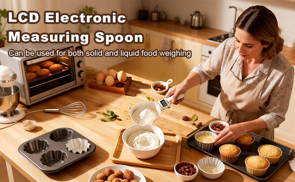 Handheld Electronic Measuring Spoon, Digital Measuring Spoon with Unit Conversion Function 800g/0.1g High Precision, LED Display, 2026 New Food Scale Scoop for Weighing Baking Cooking