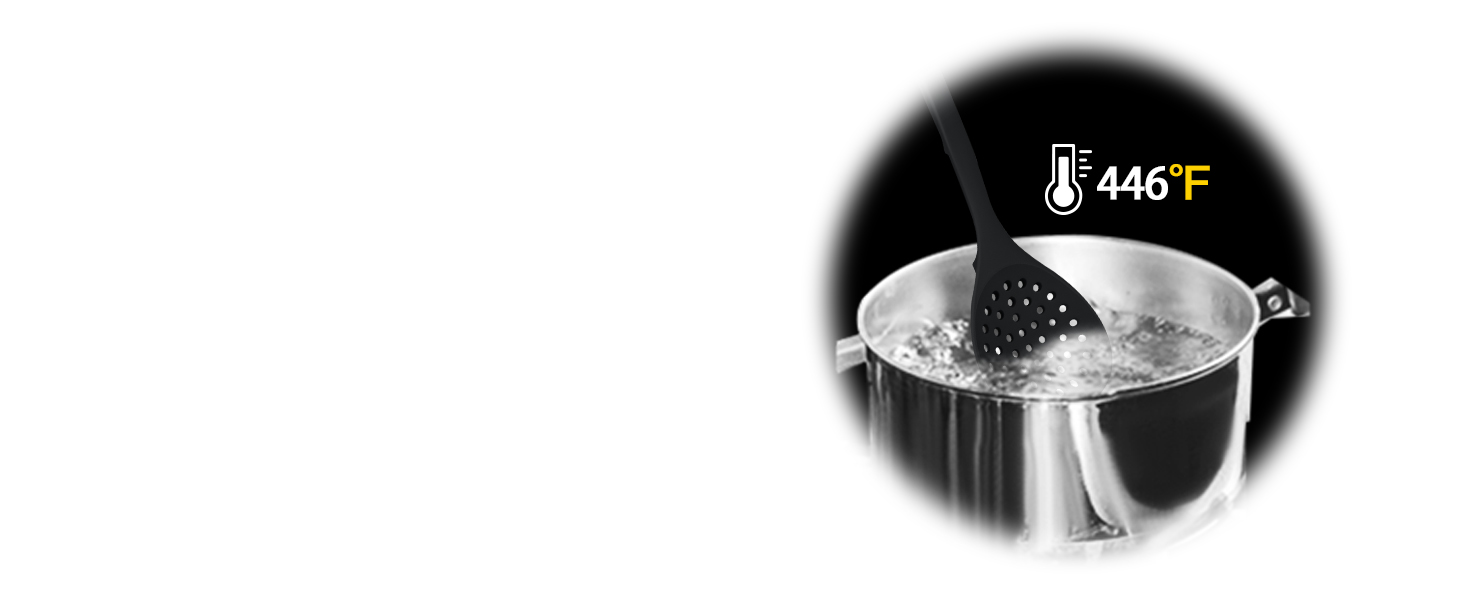 Silicone Cooking Utensils Set, 9 Pcs Heat Resistant Kitchen Utensils with Back Hooks, BPA Free Kitchen Tools with Spatulas, Spoons, Skimmer and Pasta Fork for Non Stick Cookware (BLACK)