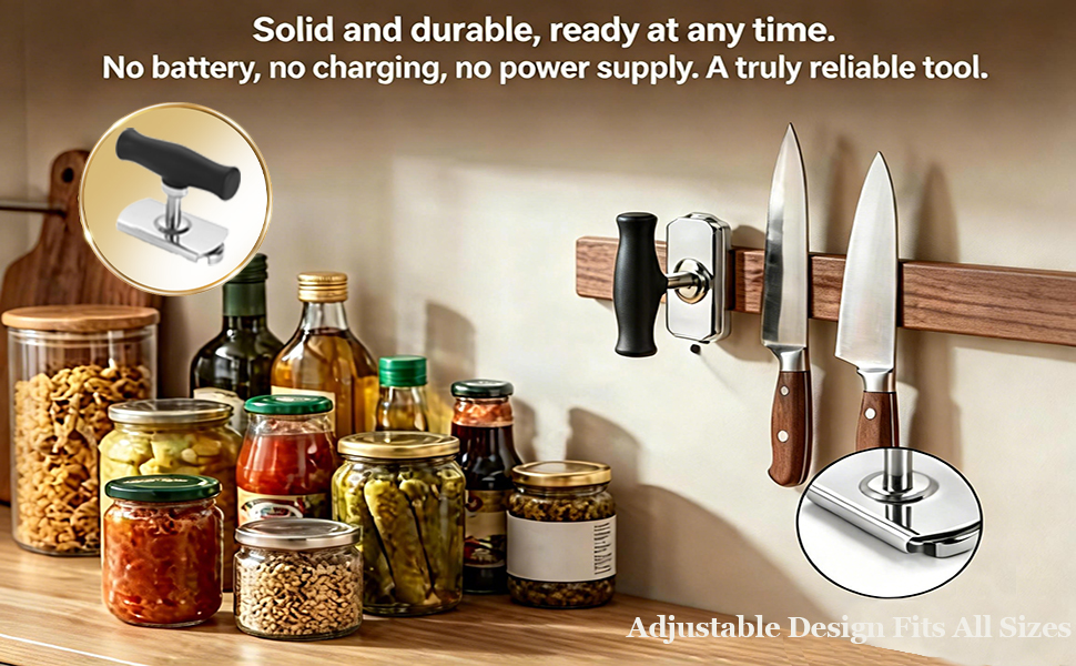 Jar Opener, Cap Crack Opener - Jar Opener for Weak Hands, Adjustable Multifunctional Jar Lid Opener - Easy to Grip and Open for Stuck Jars, Bottles & Lids (Black)