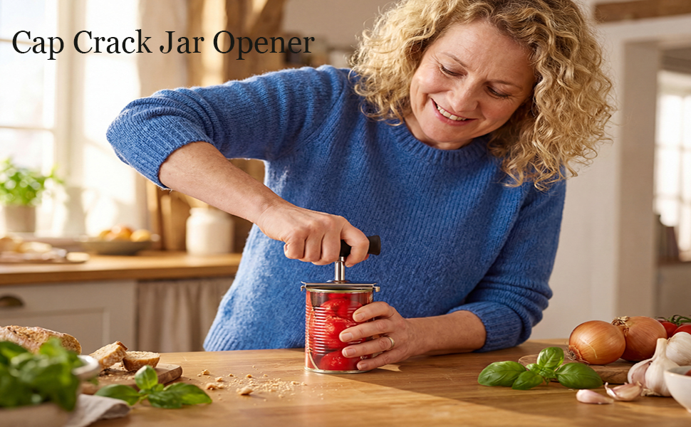 Jar Opener, Cap Crack Opener - Jar Opener for Weak Hands, Adjustable Multifunctional Jar Lid Opener - Easy to Grip and Open for Stuck Jars, Bottles & Lids (Black)