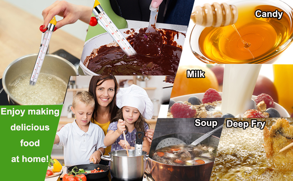 2026 Upgraded Candy Thermometer Deep Fry Thermometer with Pot Clip Instant Read Glass Thermometer Candy, Fry, Jam, Sugar, Syrup, Jelly Thermometer Food Thermometer Kitchen Accessories for Home Cooking