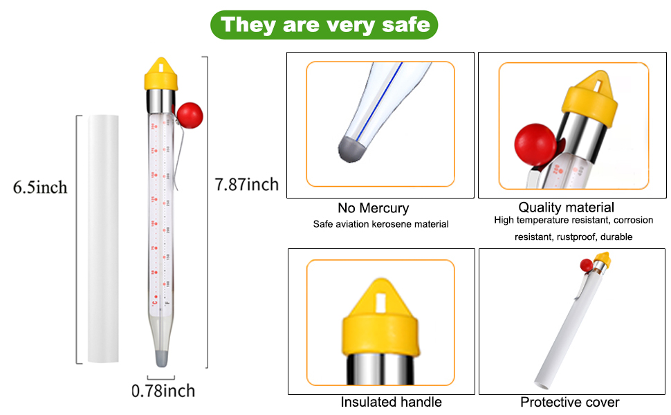 2026 Upgraded Candy Thermometer Deep Fry Thermometer with Pot Clip Instant Read Glass Thermometer Candy, Fry, Jam, Sugar, Syrup, Jelly Thermometer Food Thermometer Kitchen Accessories for Home Cooking
