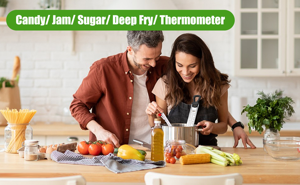 2026 Upgraded Candy Thermometer Deep Fry Thermometer with Pot Clip Instant Read Glass Thermometer Candy, Fry, Jam, Sugar, Syrup, Jelly Thermometer Food Thermometer Kitchen Accessories for Home Cooking