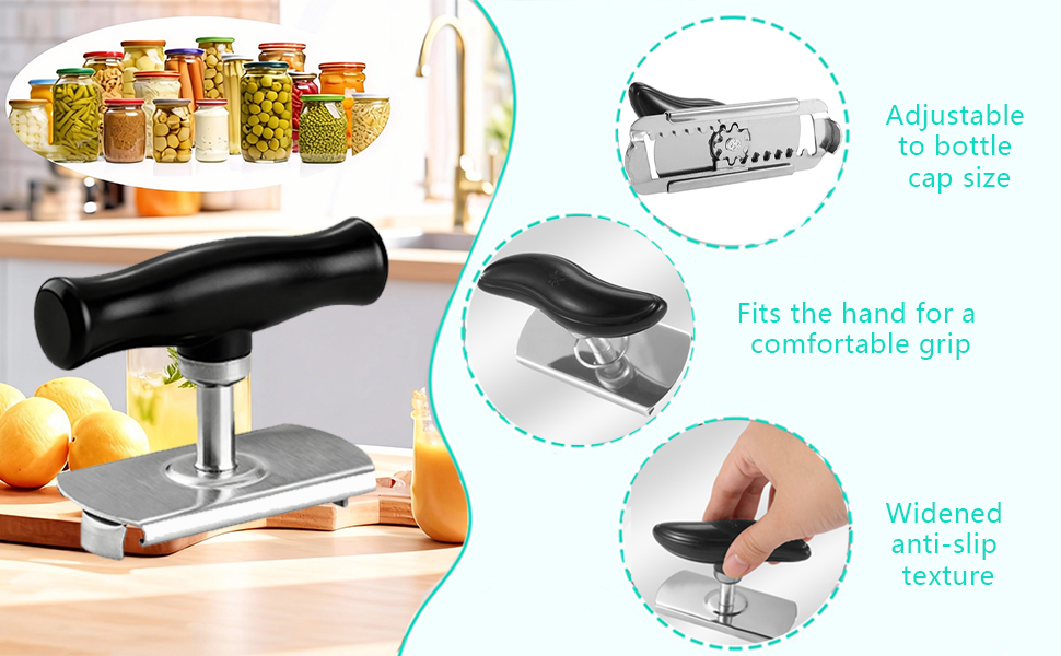 Jar Opener - Jar Openers TopRated for Seniors, Bottle Openers for Seniors, Mutil Lid Opener, Get Lids Off Easily (Black)