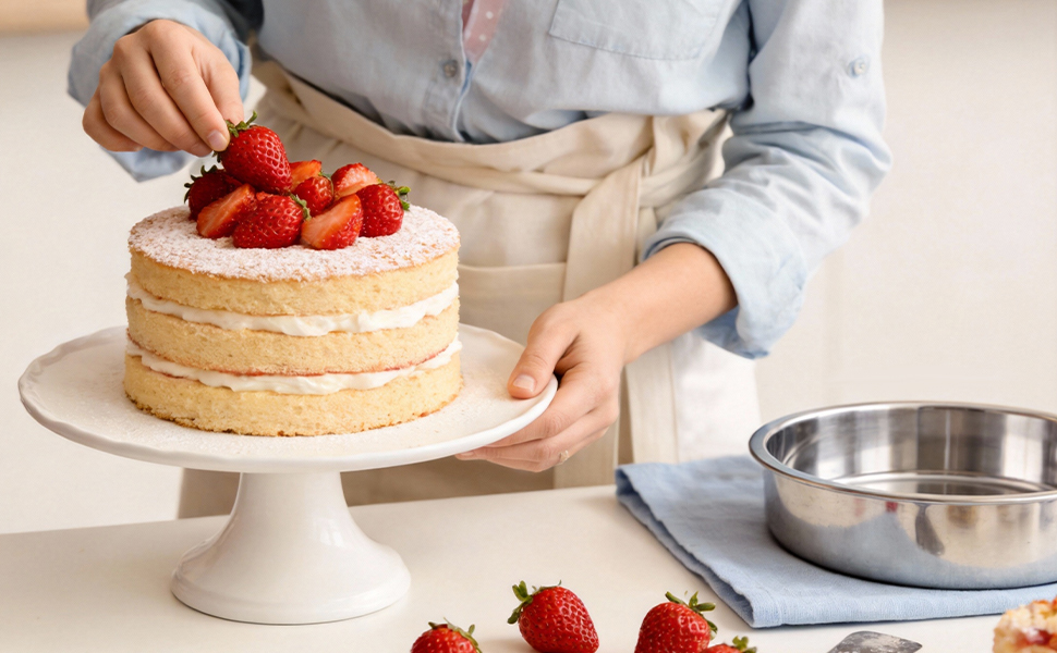 tifanso Set of 3 Stainless Steel Cake Pans - 8 Inch Round Layer Cake Baking Pan Molds, Stackable Even Heating Baking Set, Dishwasher Safe Bakeware Tins for Home Bakers, Birthday Party Wedding