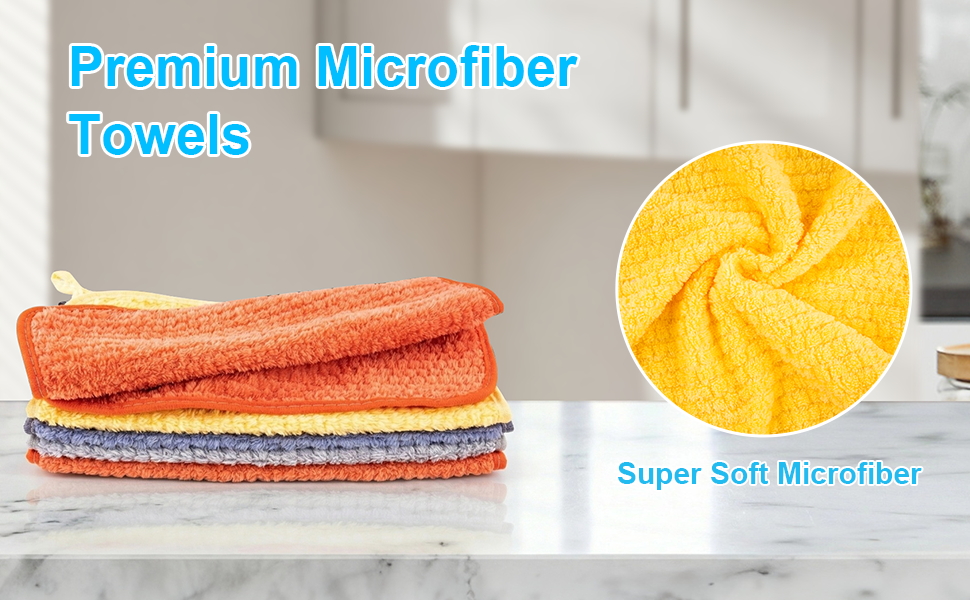 Microfiber Cleaning Cloth,10 Pack Cleaning Towels for Dish Drying Washing, 12