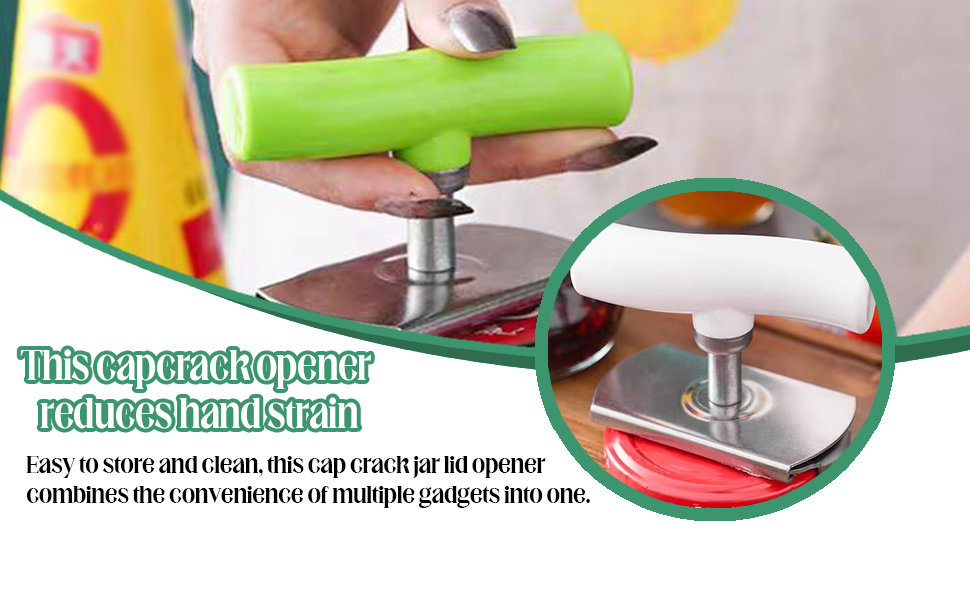 Cap Crack Jar Opener, Cap Crack Bottle Opener, Mutil Lid Opener, Non-slip Ergonomic Grip Bottle Opener for Weak Hands