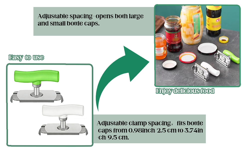 Cap Crack Jar Opener, Cap Crack Bottle Opener, Mutil Lid Opener, Non-slip Ergonomic Grip Bottle Opener for Weak Hands