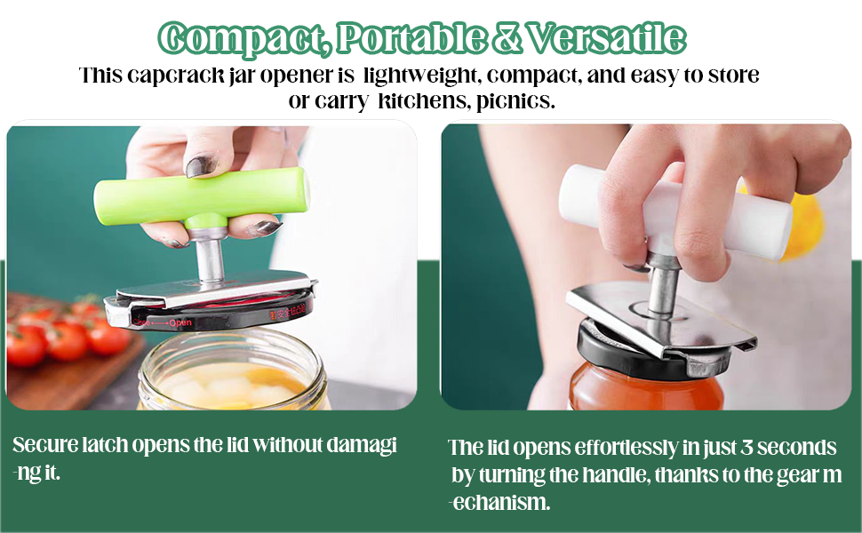 Cap Crack Jar Opener, Cap Crack Bottle Opener, Mutil Lid Opener, Non-slip Ergonomic Grip Bottle Opener for Weak Hands