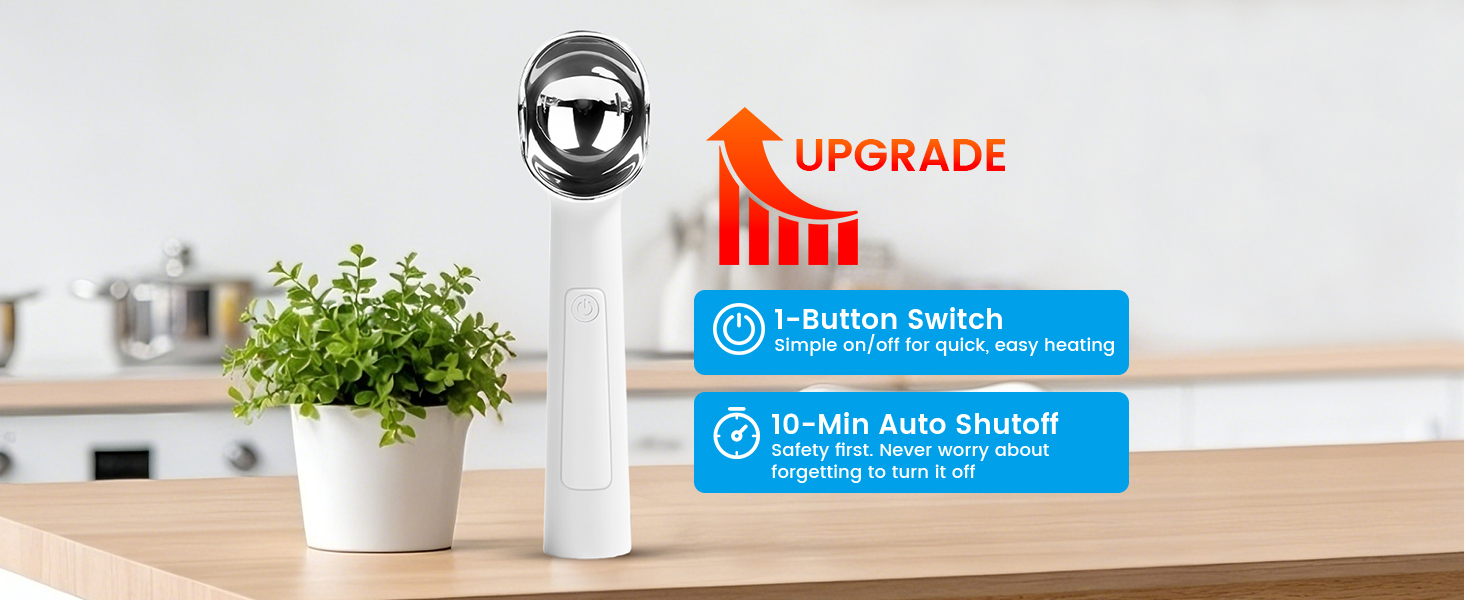Heated Ice Cream Scoop Rechargeable, Electric Scooper for Hard Icecream, Warming Spoon with LED Display, Fast Charge, Easy To Clean - White