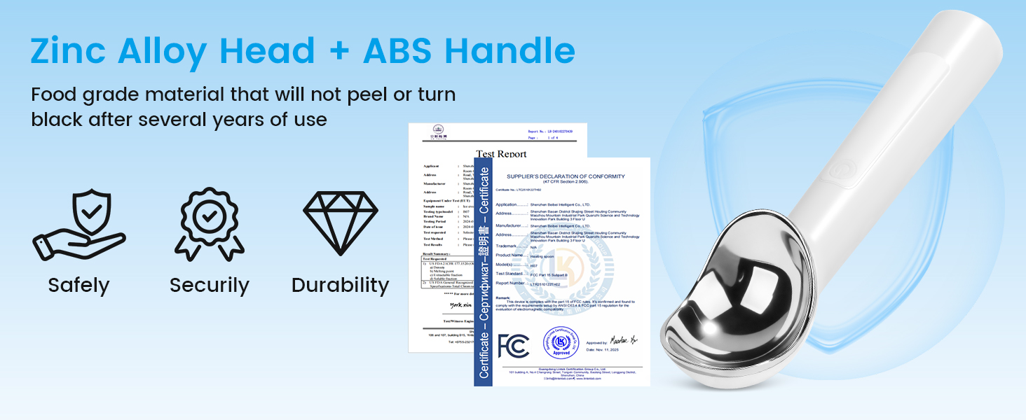 Heated Ice Cream Scoop Rechargeable, Electric Scooper for Hard Icecream, Warming Spoon with LED Display, Fast Charge, Easy To Clean - White