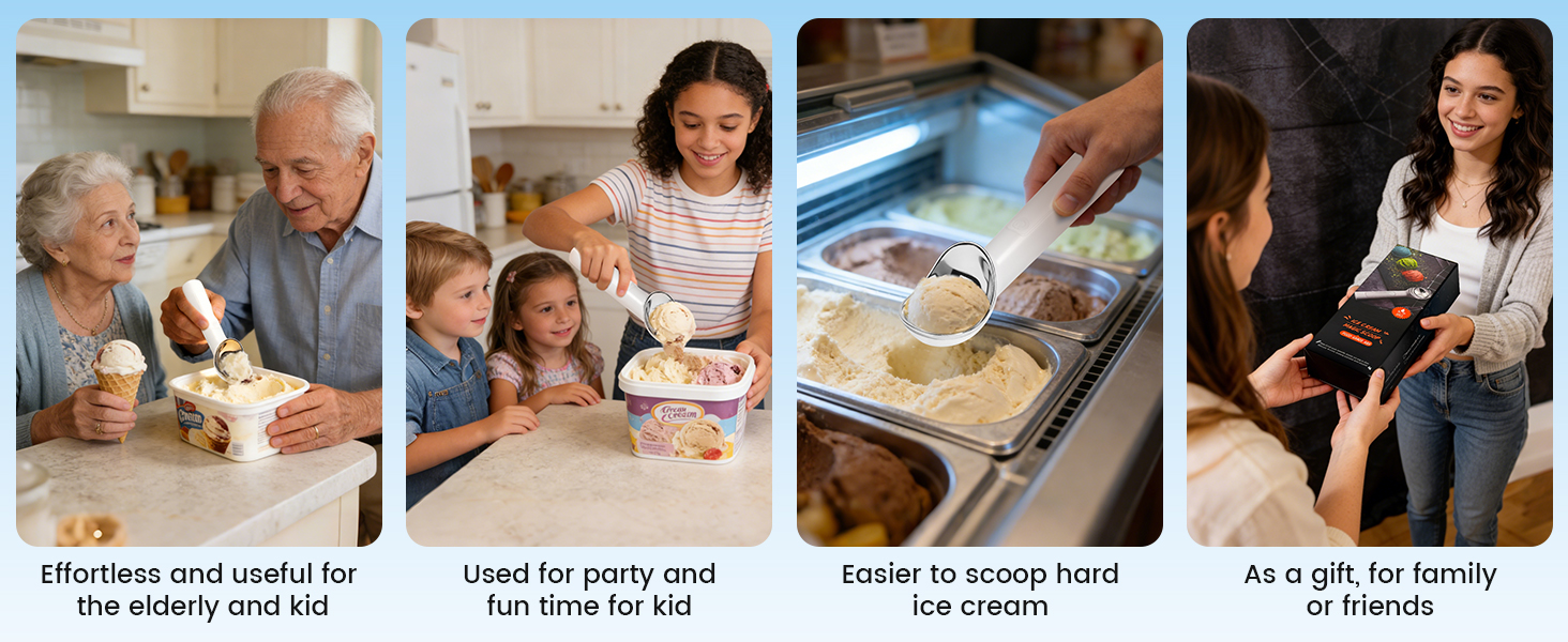 Heated Ice Cream Scoop Rechargeable, Electric Scooper for Hard Icecream, Warming Spoon with LED Display, Fast Charge, Easy To Clean - White