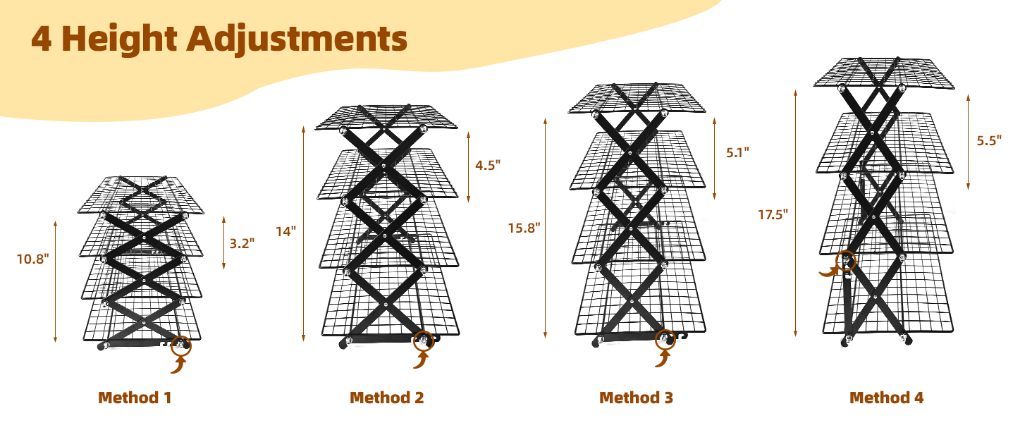 4 Tier Collapsible Cooling Rack with Adjustable 6 Setting Design stackable wire rack for baking sheet for Cookies Baking Gifts for Women (Black, 4-Tier)