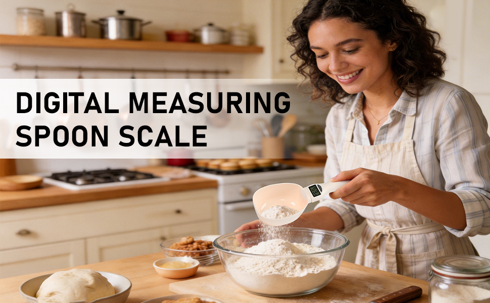 Digital Measuring Spoon Scale, Accurate Electronic Measuring Spoon with Conversion, Polygons Electric Measuring Spoon with LCD Display, for Weighing Baking Cooking