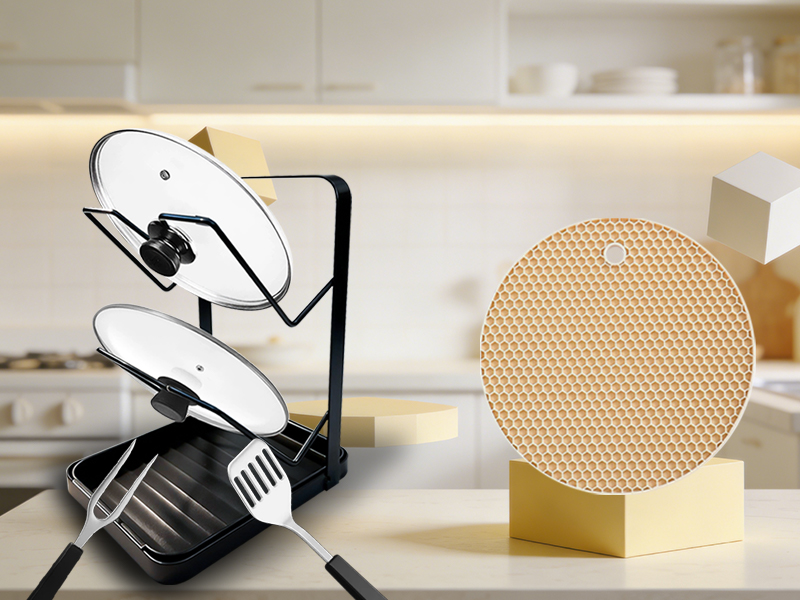 Kitchen Pot Lid Storage Rack, Versatile Pot Lid Holder, Pots Lids Organizer Rack With Removable Drip Tray, Stainless Steel Spoon Rest, Space-Saving Lid Rack, Suitable For Kitchen Utensil Storage