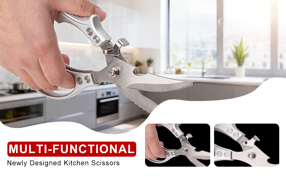 Kitchen Scissors for Food,Heavy Duty Poultry Shears with Non-Slip Handle & Safety Lock,All Purpose Stainless Steel Meat Scissors of Chicken,Fish