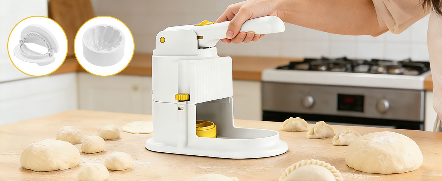 Manual Dumpling Maker with Wrapper Press, 3-in-1 Home Dumpling Mold, Easy Clean Dumpling Making Kit for Ravioli, Pierogi, Empanada, Bun, Chinese Pastry - Beginner Friendly