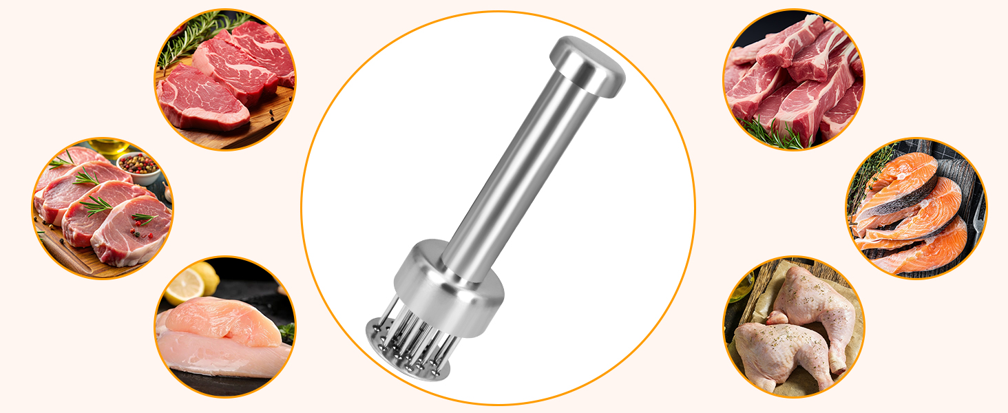 Stainless Steel Meat Tenderizer Tool with 21 Ultra-Sharp Needles Premium Meat Tenderizer Durable Mallet Easy Grip Hammer for Beef Turkey Chicken Steak Dishwasher Safe