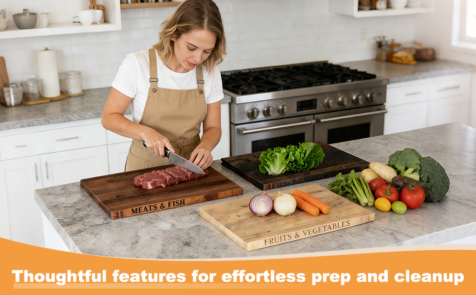 Book Cutting Board Set，100% Acacia Wood，Each Set Comprises Three Pieces, Including a Wooden Stand.Cheese, Bread and Grilled Meat Display