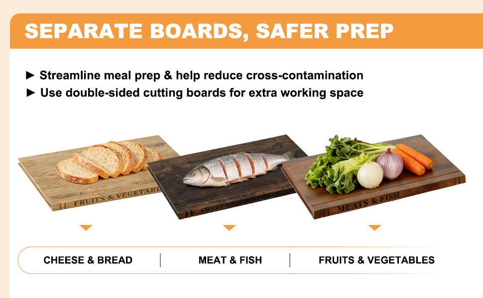 Book Cutting Board Set，100% Acacia Wood，Each Set Comprises Three Pieces, Including a Wooden Stand.Cheese, Bread and Grilled Meat Display