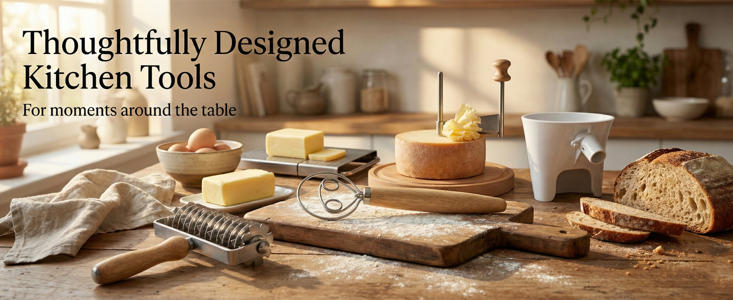 Danish Dough Whisk for Sourdough Bread, Bread Dough Whisk with Stainless Steel Loop and Ergonomic Wooden Handle, Dutch Whisk Mixing Tool for No-Knead Bread, Pizza Dough and Artisan Baking