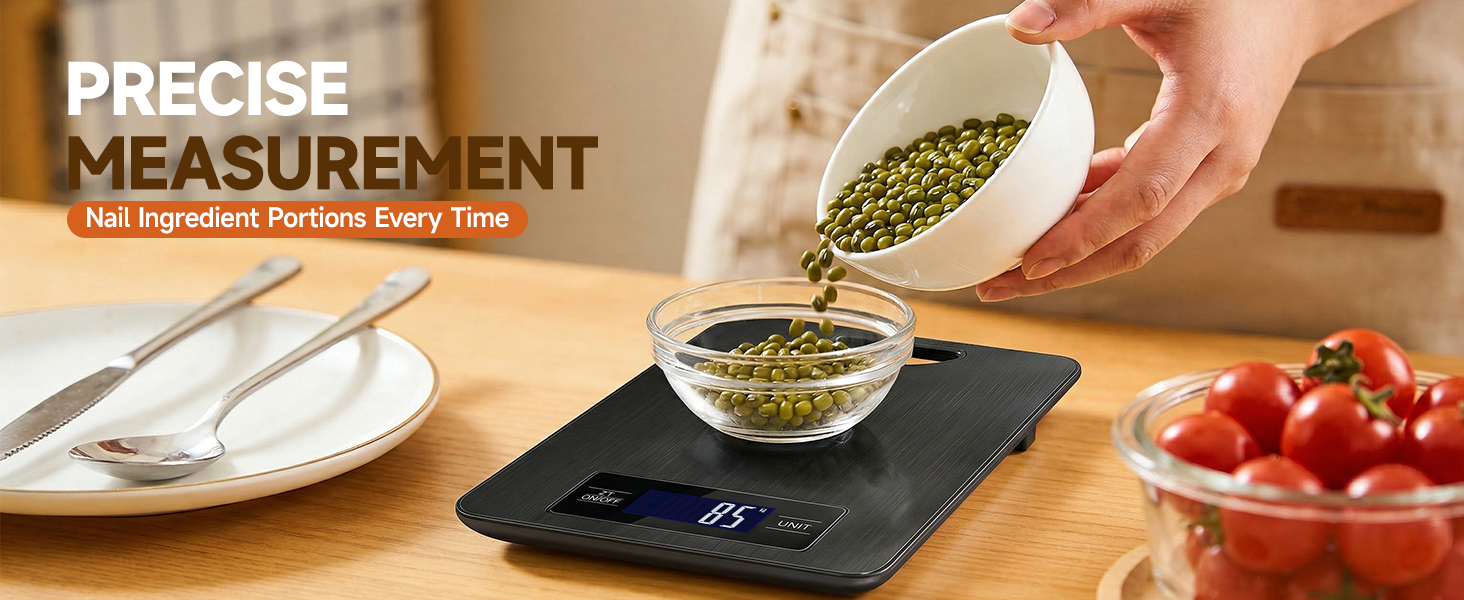 Digital Kitchen Scale & Food Weight Scale with Hang Loop, 11lb Baking Scale for Home and Kitchen. Precise Kitchen Scales Digital Weight Grams and Ounces, Digital Food Scale(Black)