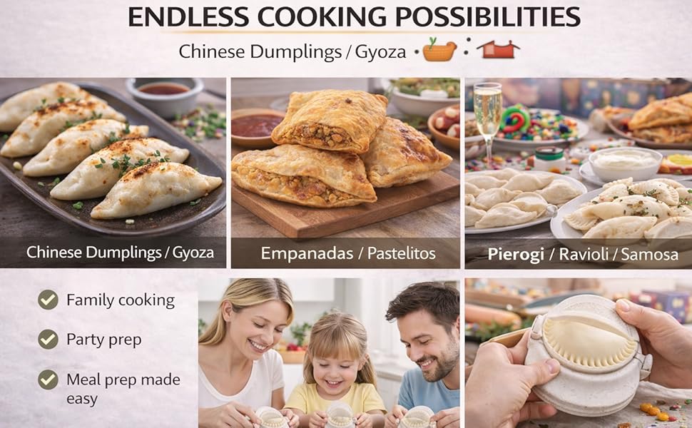 Dumpling Maker Set with Dough Cutter, Easy One-Press Dumpling & Pastry Press Mold for Home Cooking, No Leaking, Secure Seal, 3 Sizes (4