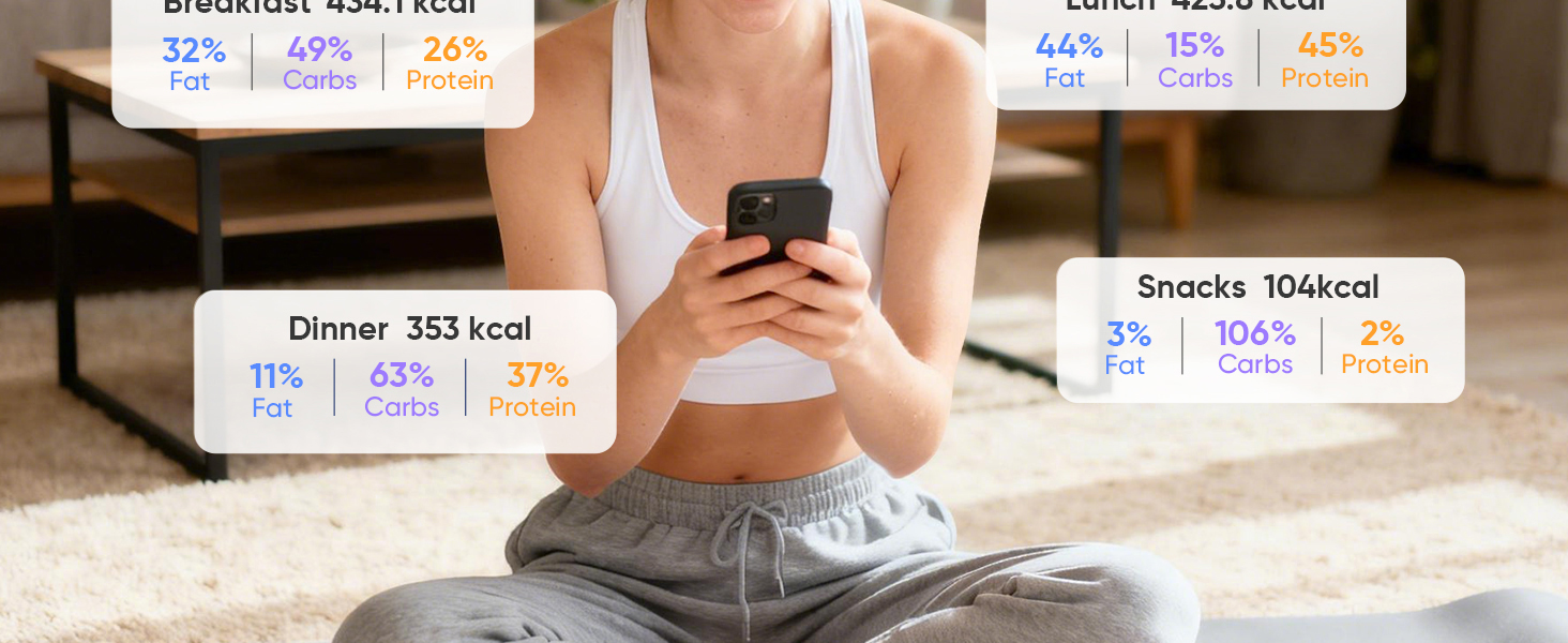 Smart Food Scale with Nutritional Calculator, Free APP with 24 Nutrients Tracking, Calorie, Macro, Premium Stainless Steel Digital Food Scale for Meal Prep Weight Loss, Grams/Ounces, 11lb Capacity