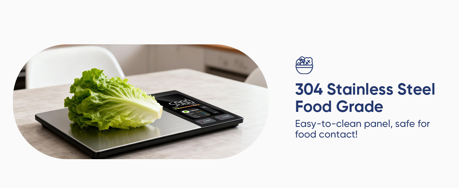 Smart Food Scale with Nutritional Calculator, Free APP with 24 Nutrients Tracking, Calorie, Macro, Premium Stainless Steel Digital Food Scale for Meal Prep Weight Loss, Grams/Ounces, 11lb Capacity