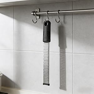 Stainless Steel Lemon Zester Grater with Handle, 12 Inch, Food Grade Kitchen Tool for Cheese, Garlic, Ginger, Chocolate, Citrus