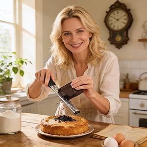 Stainless Steel Lemon Zester Grater with Handle, 12 Inch, Food Grade Kitchen Tool for Cheese, Garlic, Ginger, Chocolate, Citrus