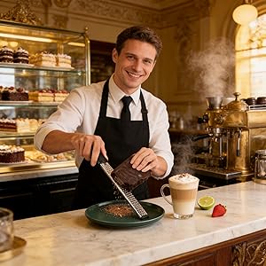 Stainless Steel Lemon Zester Grater with Handle, 12 Inch, Food Grade Kitchen Tool for Cheese, Garlic, Ginger, Chocolate, Citrus