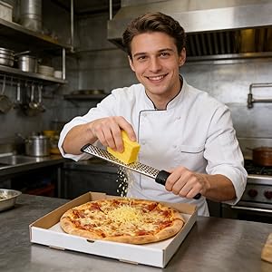 Stainless Steel Lemon Zester Grater with Handle, 12 Inch, Food Grade Kitchen Tool for Cheese, Garlic, Ginger, Chocolate, Citrus