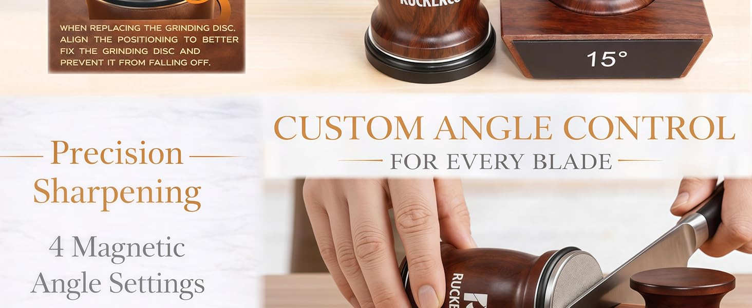 The Original Patented Knife Sharpener Kit, 4 Replaceable Ceramic Grinding Discs,Rolling Knife Sharpener 15& 20& 12& 25 Inclination Angles, Mother's Day, Father's Day,Birthday Give to You Love Most