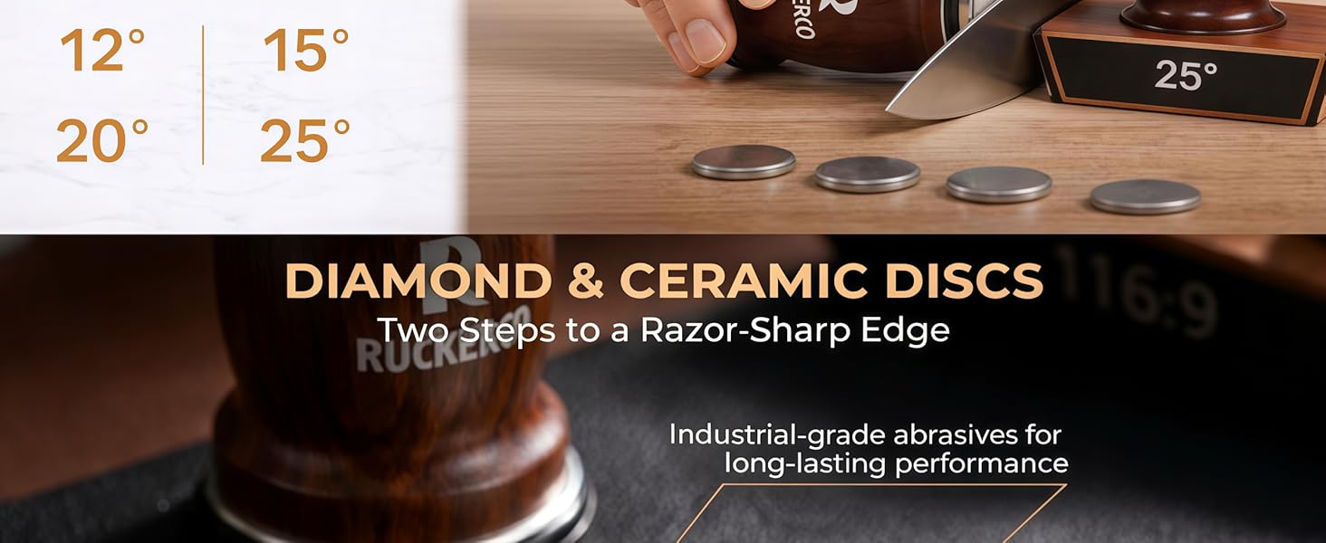 The Original Patented Knife Sharpener Kit, 4 Replaceable Ceramic Grinding Discs,Rolling Knife Sharpener 15& 20& 12& 25 Inclination Angles, Mother's Day, Father's Day,Birthday Give to You Love Most