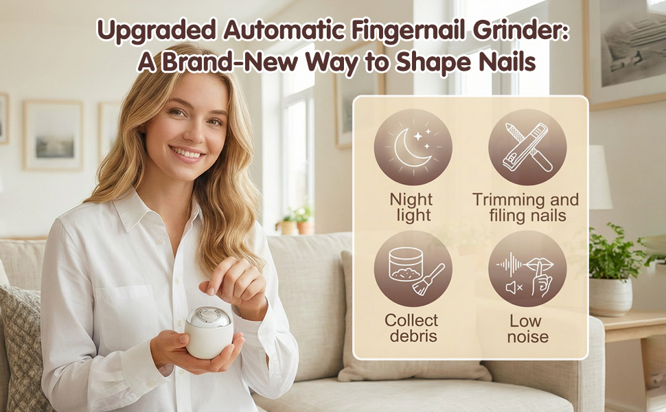 2Pcs Universal Automatic Fingernail Grinder,Electric Automatic Nail Clipper with LED Light and 3-Speed Control for Safe, Quiet, and Precise Trimming Ideal for Seniors, Kids and Adults