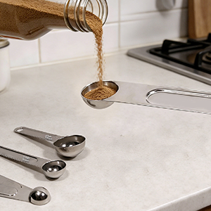 Stainless Steel Measuring Cups and Spoons Set, 8 PCS Long Handle Measure Cups and Spoons Premium Stackable Measuring Cups for Kitchen Cooking & Baking, Dry & Liquid Dishwasher Safe