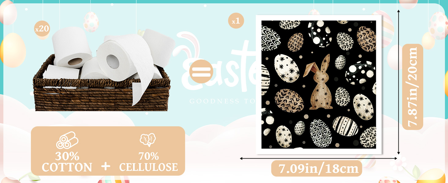 Easter Swedish Dishcloths for Kitchen, 6 Pack Reusable Black Bunny Eggs Dish Cloths Towels, Absorbent Rabbit Floral Sponge Cleaning Towel Wipes for Spring Kitchen Cooking Home Decoration Gift