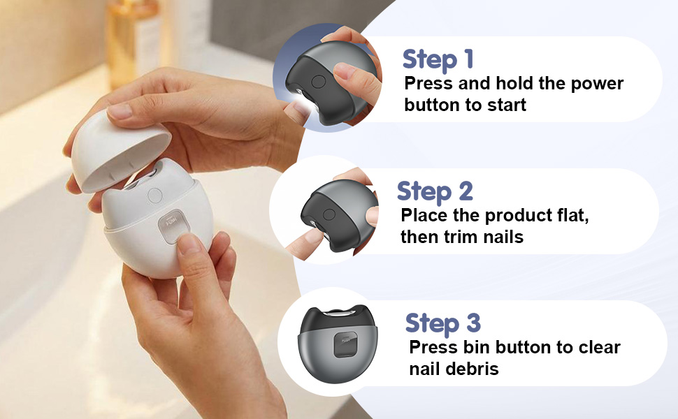 3 in 1 Automatic Electric Nail Clipper,2026 Upgraded USB-Rechargeable Nail Clipper with LED Light and Nail Scraps Storage,Portable,Safe for Adults,Seniors, Kids and Babies(Gray)