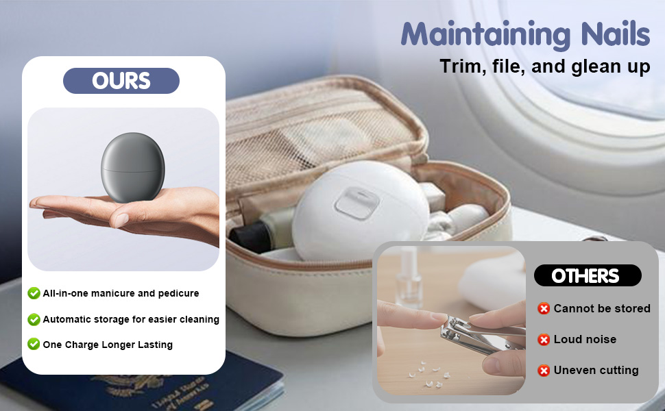 3 in 1 Automatic Electric Nail Clipper,2026 Upgraded USB-Rechargeable Nail Clipper with LED Light and Nail Scraps Storage,Portable,Safe for Adults,Seniors, Kids and Babies(Gray)