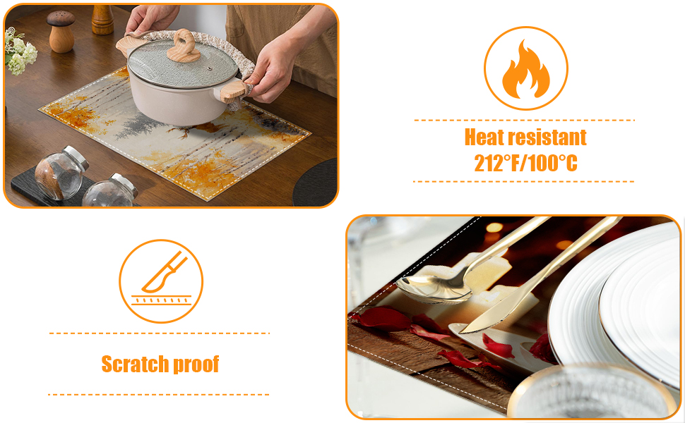 Retro White Daisy Floral Placemats Set of 6,12 x 18 Inch Table Mats Washable Heat Resistant Linen Fabric Rectangle Place Mat for Party Home Kitchen Dining