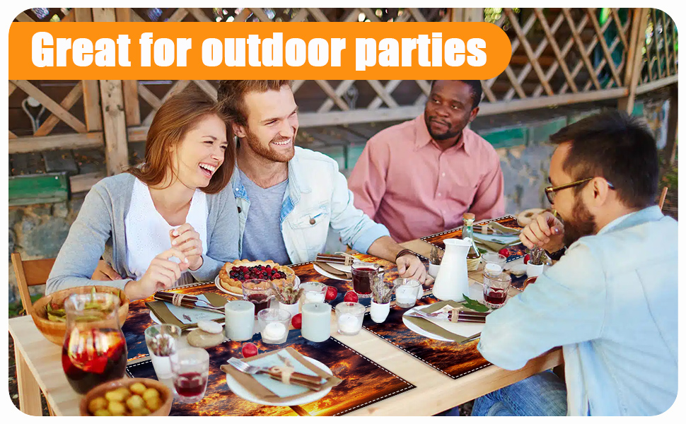 Retro White Daisy Floral Placemats Set of 6,12 x 18 Inch Table Mats Washable Heat Resistant Linen Fabric Rectangle Place Mat for Party Home Kitchen Dining