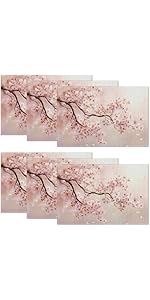 Retro White Daisy Floral Placemats Set of 6,12 x 18 Inch Table Mats Washable Heat Resistant Linen Fabric Rectangle Place Mat for Party Home Kitchen Dining