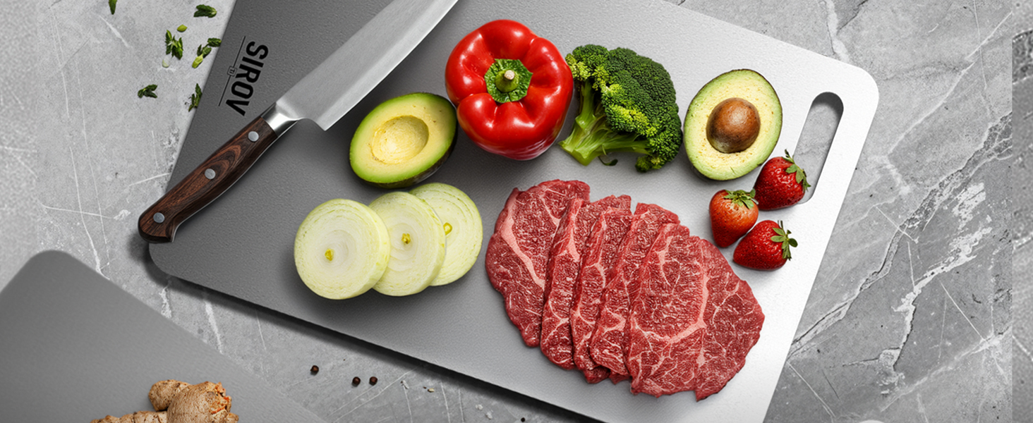 Titanium Cutting Board Set of 3, Premium Pure Titanium Chopping Boards for Kitchen, Non-Toxic & Dishwasher Safe for Meat, Fruit, and Vegetables (Set of 3)-Upgraded Version