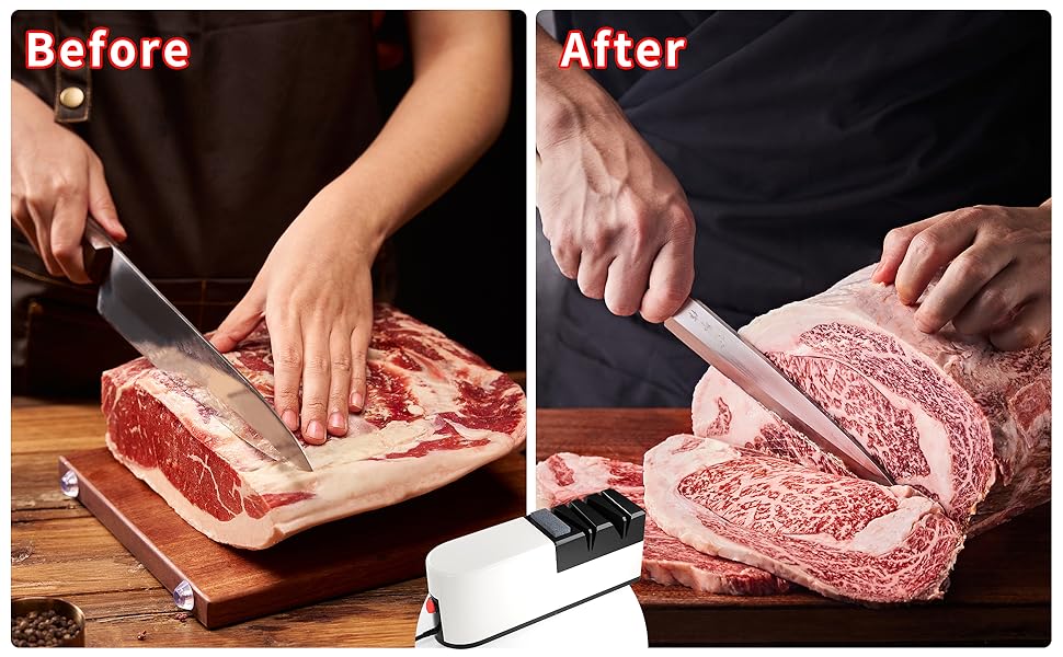 Electric knife sharpener, 5 in 1 knife sharpening system with straight blade, professional diamond knife sharpener FOR rough sharpening, repair and sharpening of knives (LG2)