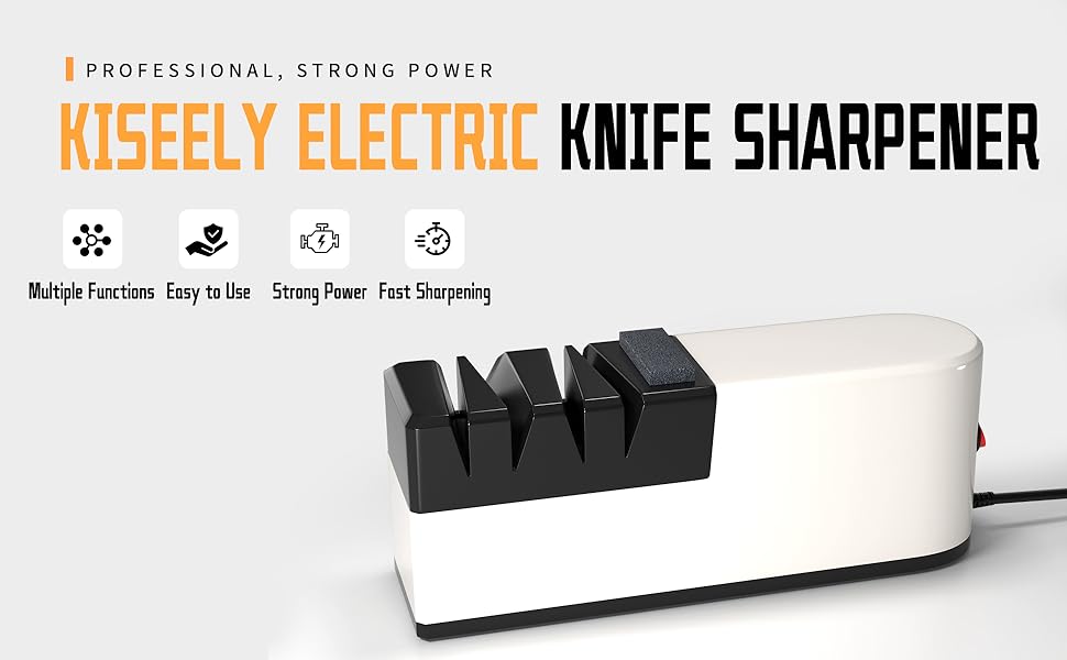 Electric knife sharpener, 5 in 1 knife sharpening system with straight blade, professional diamond knife sharpener FOR rough sharpening, repair and sharpening of knives (LG2)