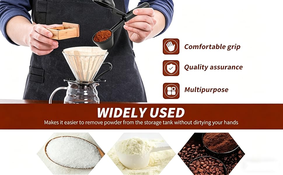 2pcs Coffee Scoop and Funnel for Reusable K Cup,Protein Scoop Funnel,Coffee Powder Scoops,Coffees Measuring Spoons 2 Tablespoon or Ground Coffees(COLOR:Black)