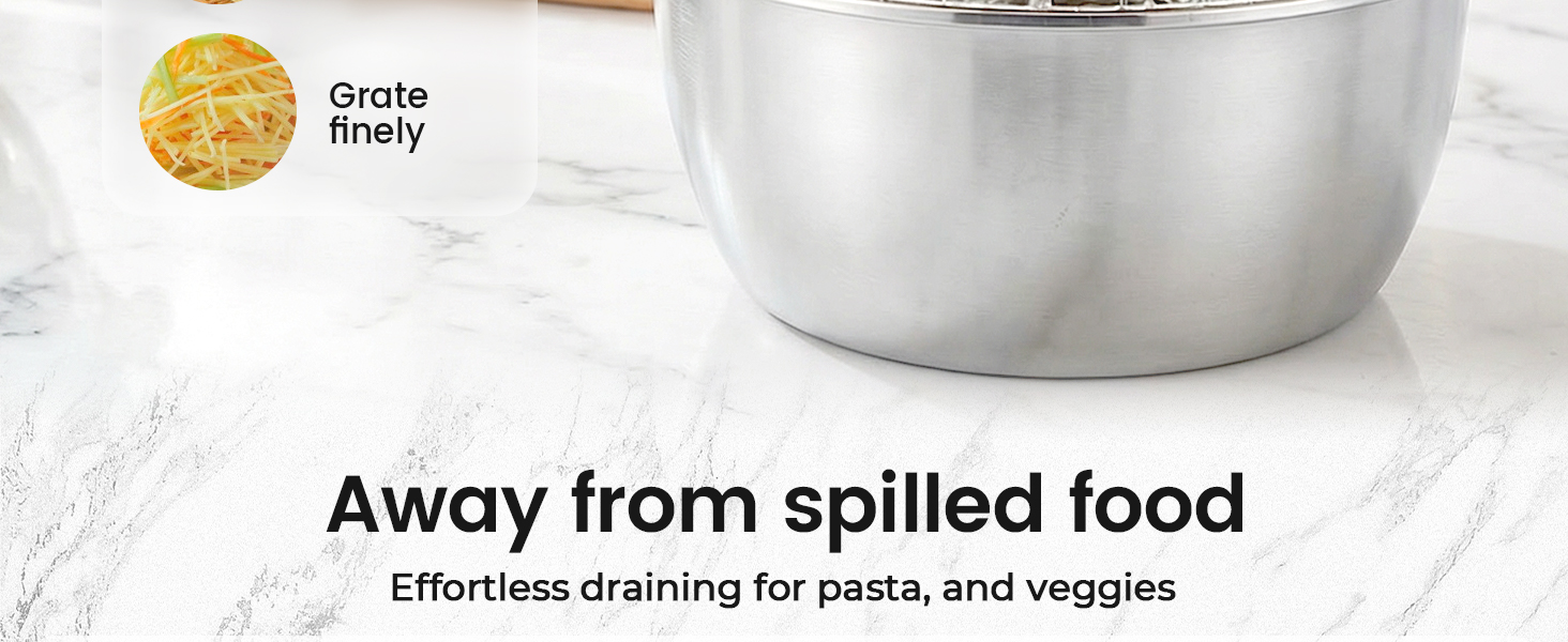 Germany Multifunctional Stainless Steel Basin, 2026 New 3 in 1 Multifunctional Stainless Steel Basin Strainer Set with Grater, Strainer Drain Basket for Rinsing Draining Mixing (S (10.24in))